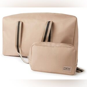 DSW Exclusive 2 pc set Weekender and Belt Sling bags in taupe and black